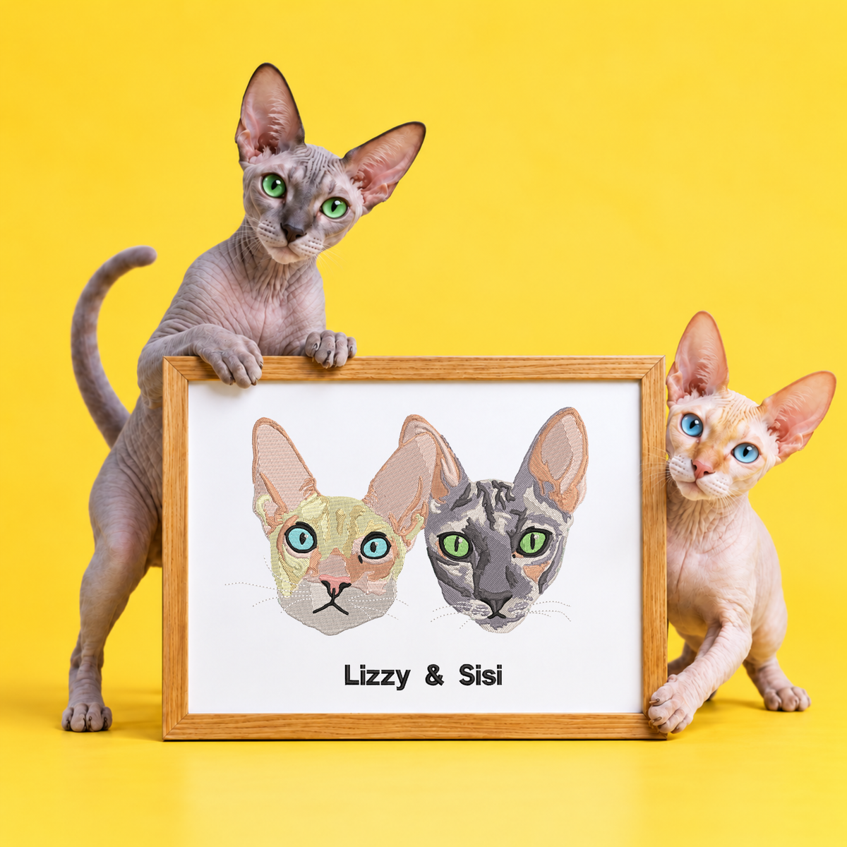 Personalised Pet Portrait Embroidery – Framed